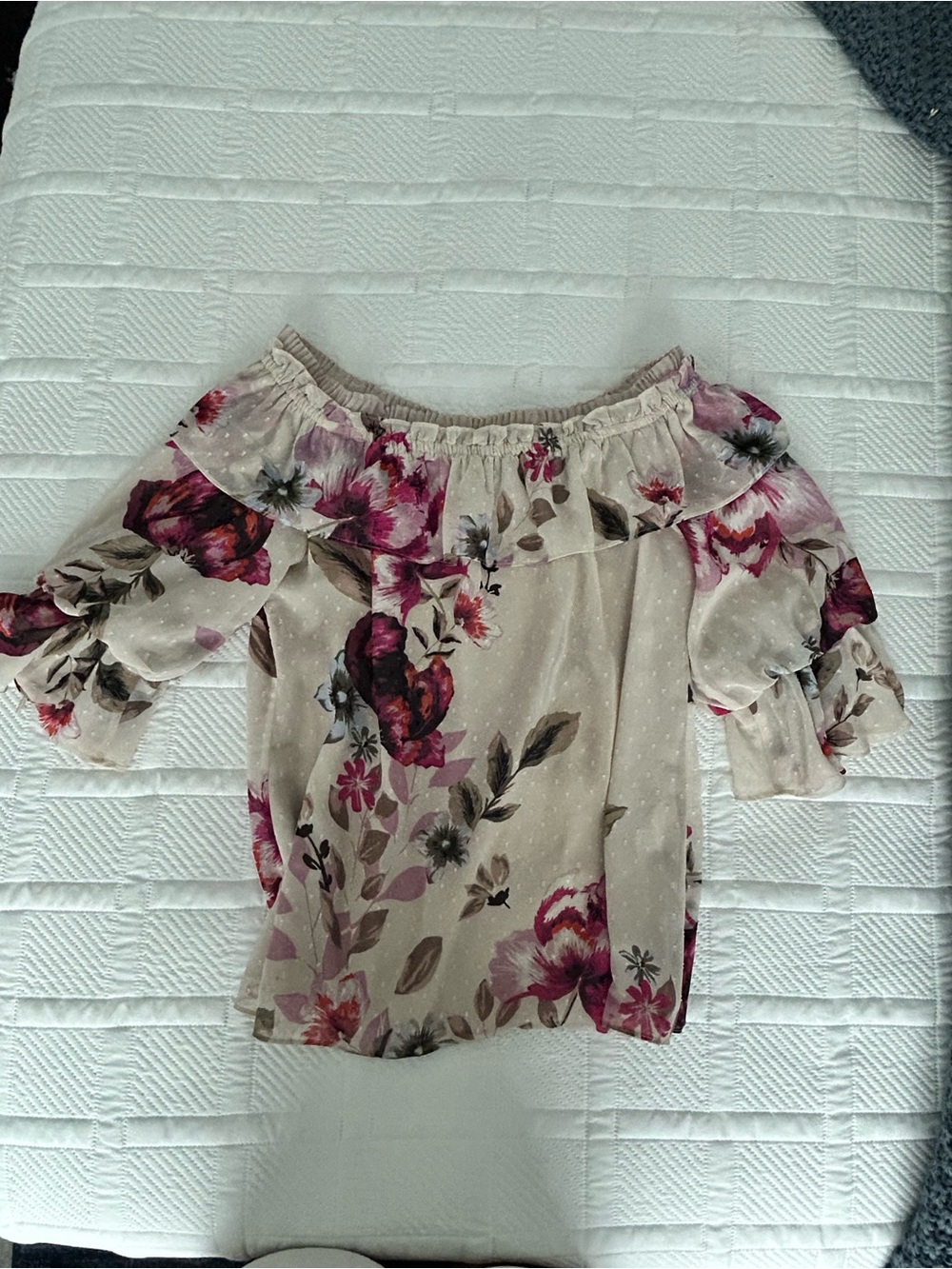 White House Black Market Light Pink Ruffled Blouse